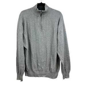 Bachrach Mens Sweater Mock Neck Quarter Zip Stretch Ribbed Gray Size XL*